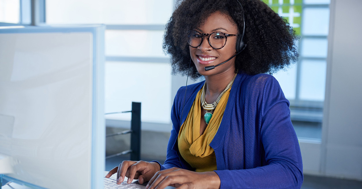Business Woman at Help Desk